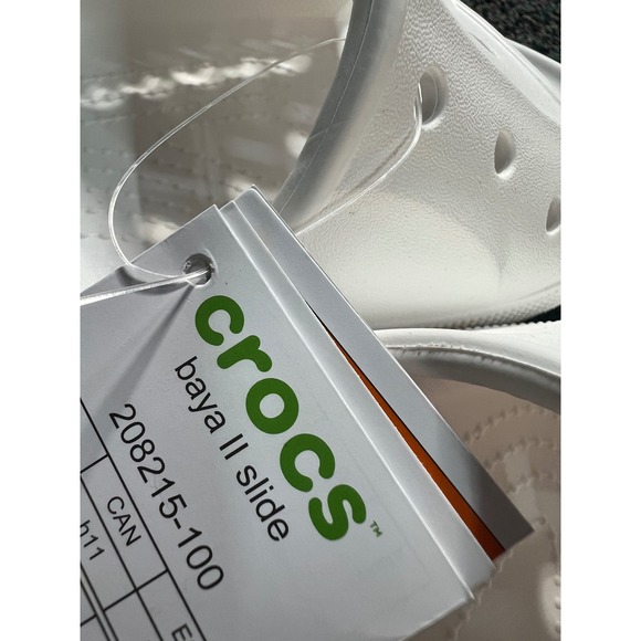 New‎ Crocs Adult Baya II Slides Sandals Men's 10 Women's 12 White Beach Shower - Picture 12 of 12